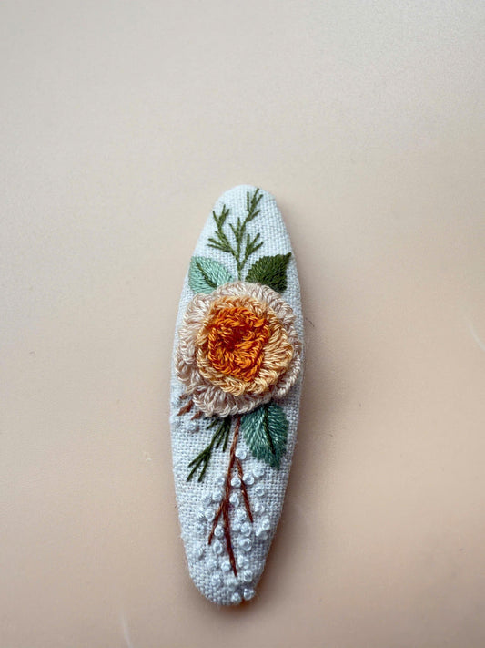Flower Linen Hair Clips