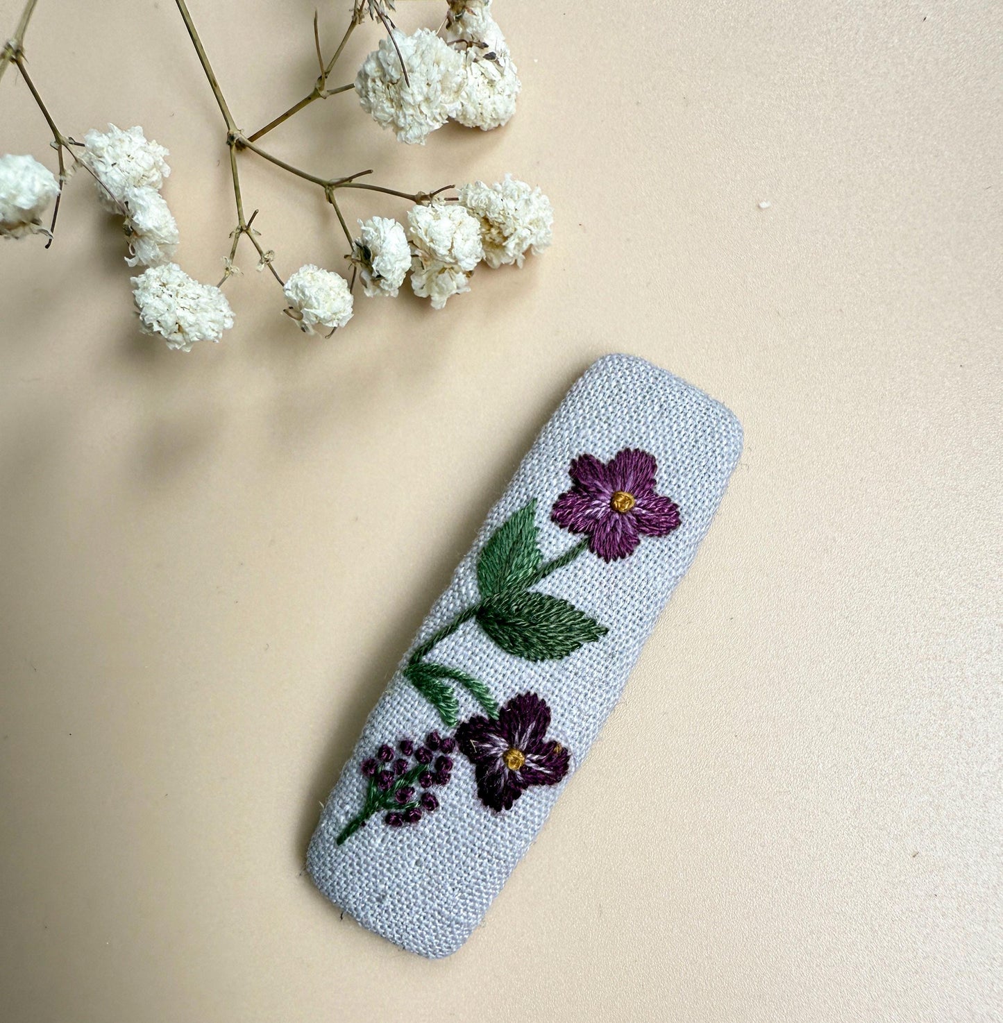 Flower Linen Hair Clips Handmade