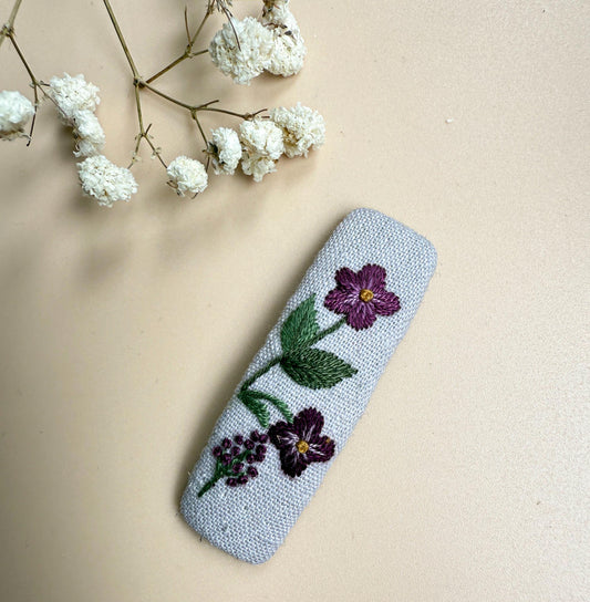 Flower Linen Hair Clips Handmade