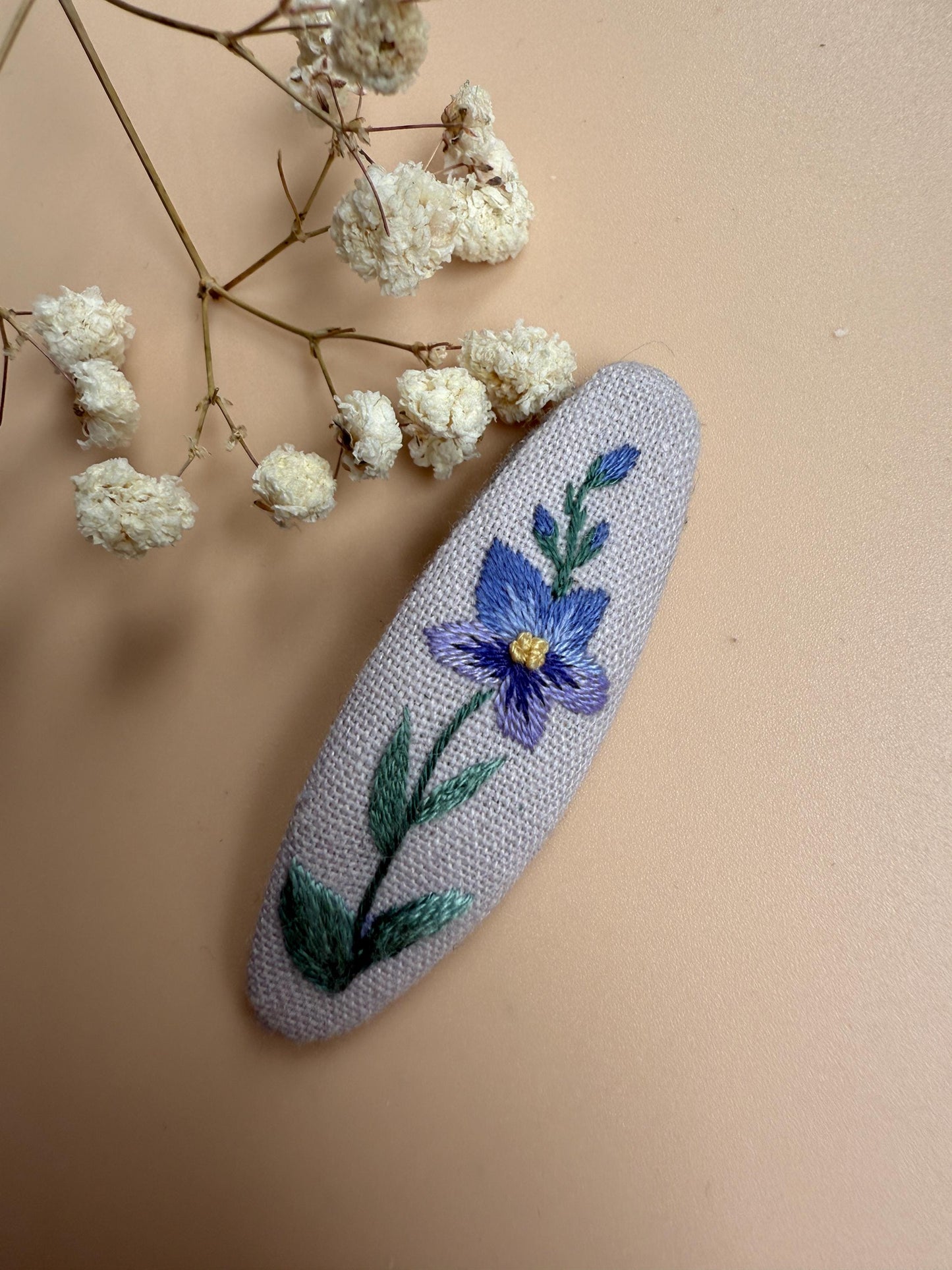 Flower Linen Hair Clips Handmade