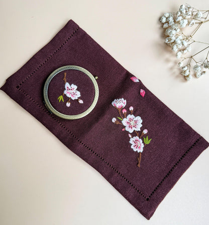 Hand Embroidered Mirror and Cloth Set