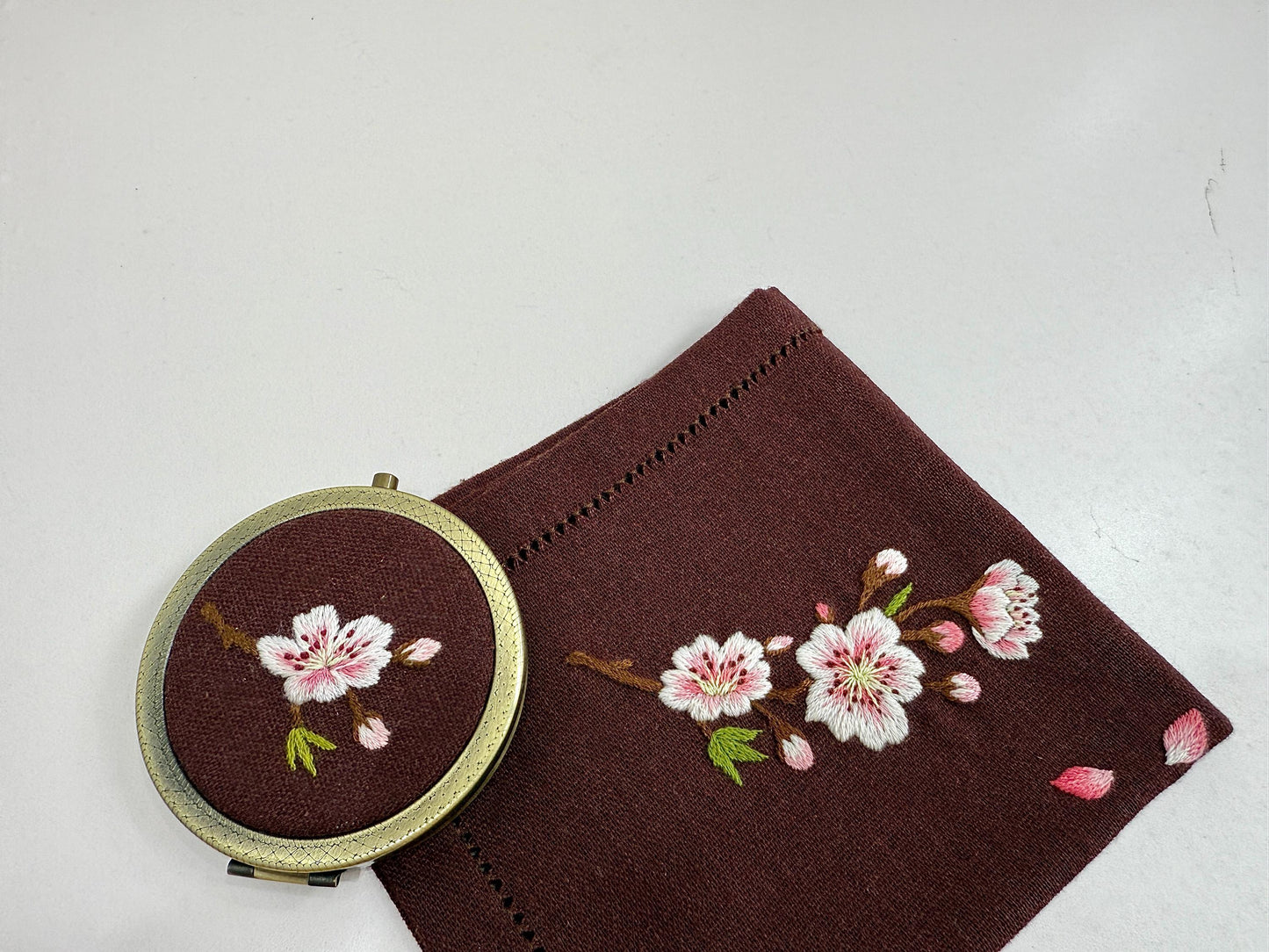 Hand Embroidered Mirror and Cloth Set