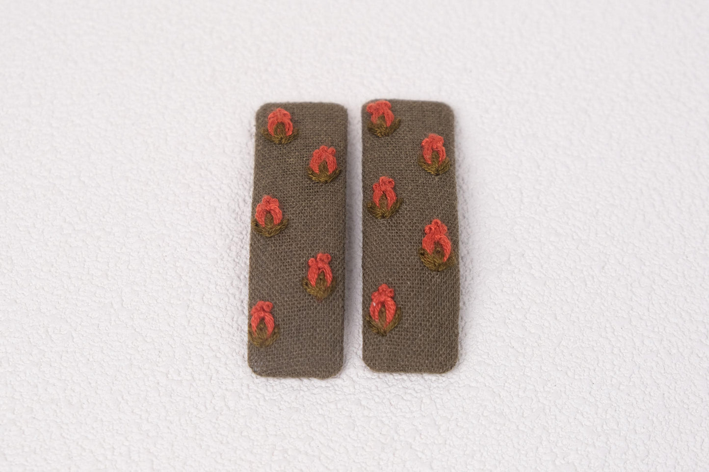 Hand Embroidered Floral Hair Clips