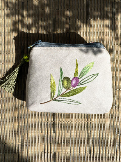 Hand Embroidered Olive Coin Purse