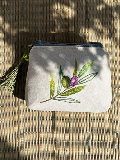 Hand Embroidered Olive Coin Purse