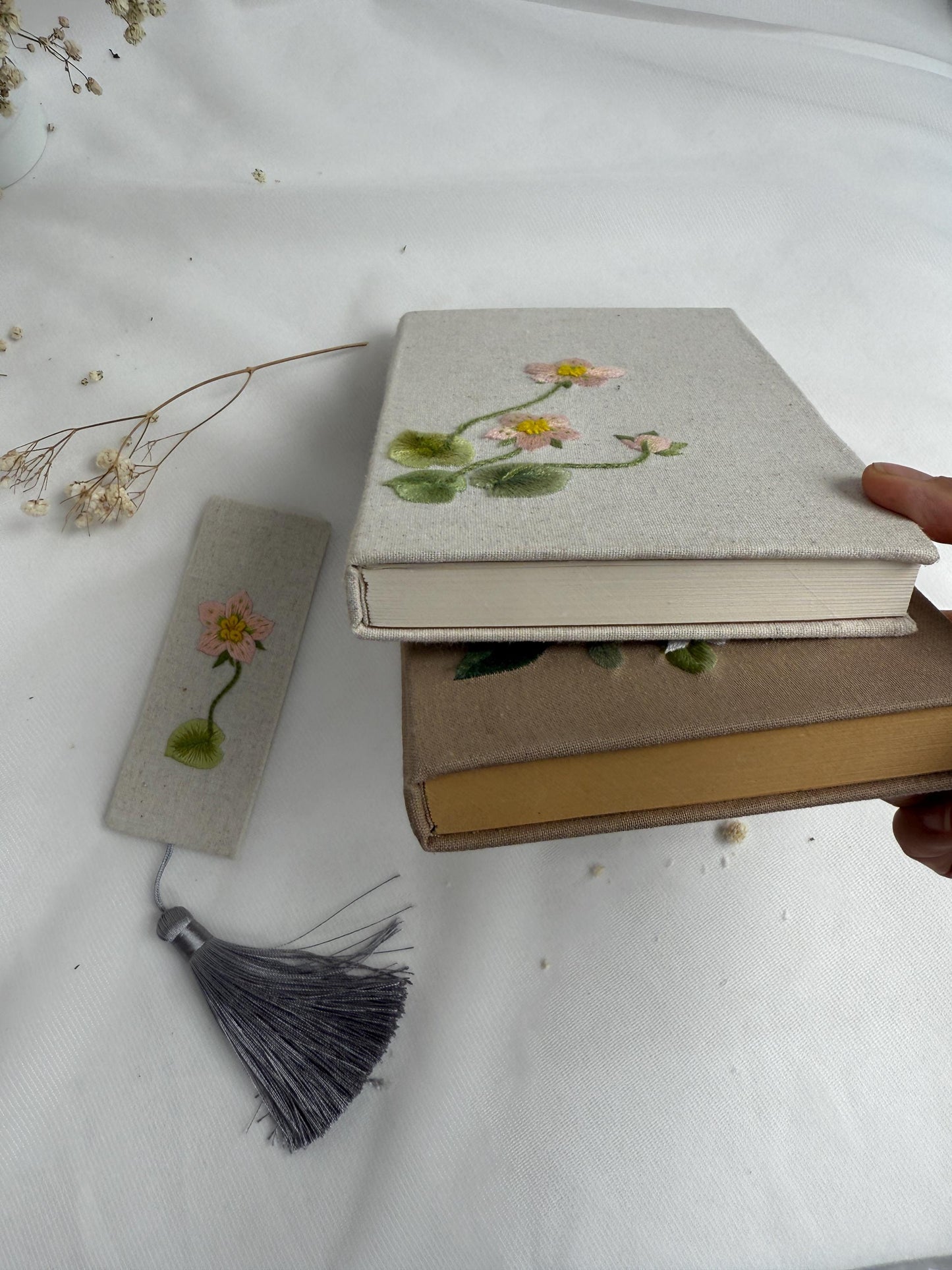 Hand-Embroidered Laurel Flower Notebook