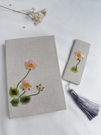 Hand-Embroidered Laurel Flower Notebook
