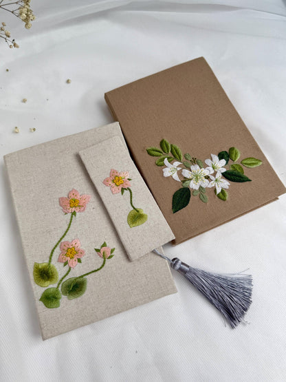 Hand-Embroidered Laurel Flower Notebook