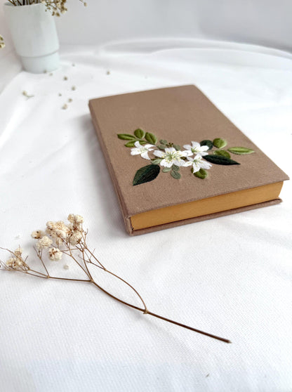 Hand-Embroidered Laurel Flower Notebook