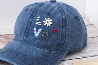 LOVE Embroidered Denim Cap
