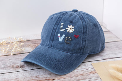 LOVE Embroidered Denim Cap