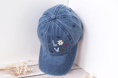 LOVE Embroidered Denim Cap