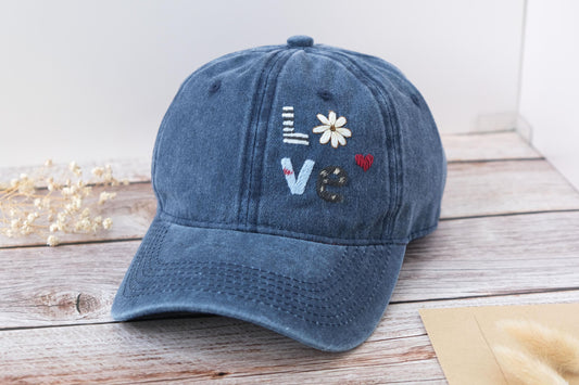 LOVE Embroidered Denim Cap