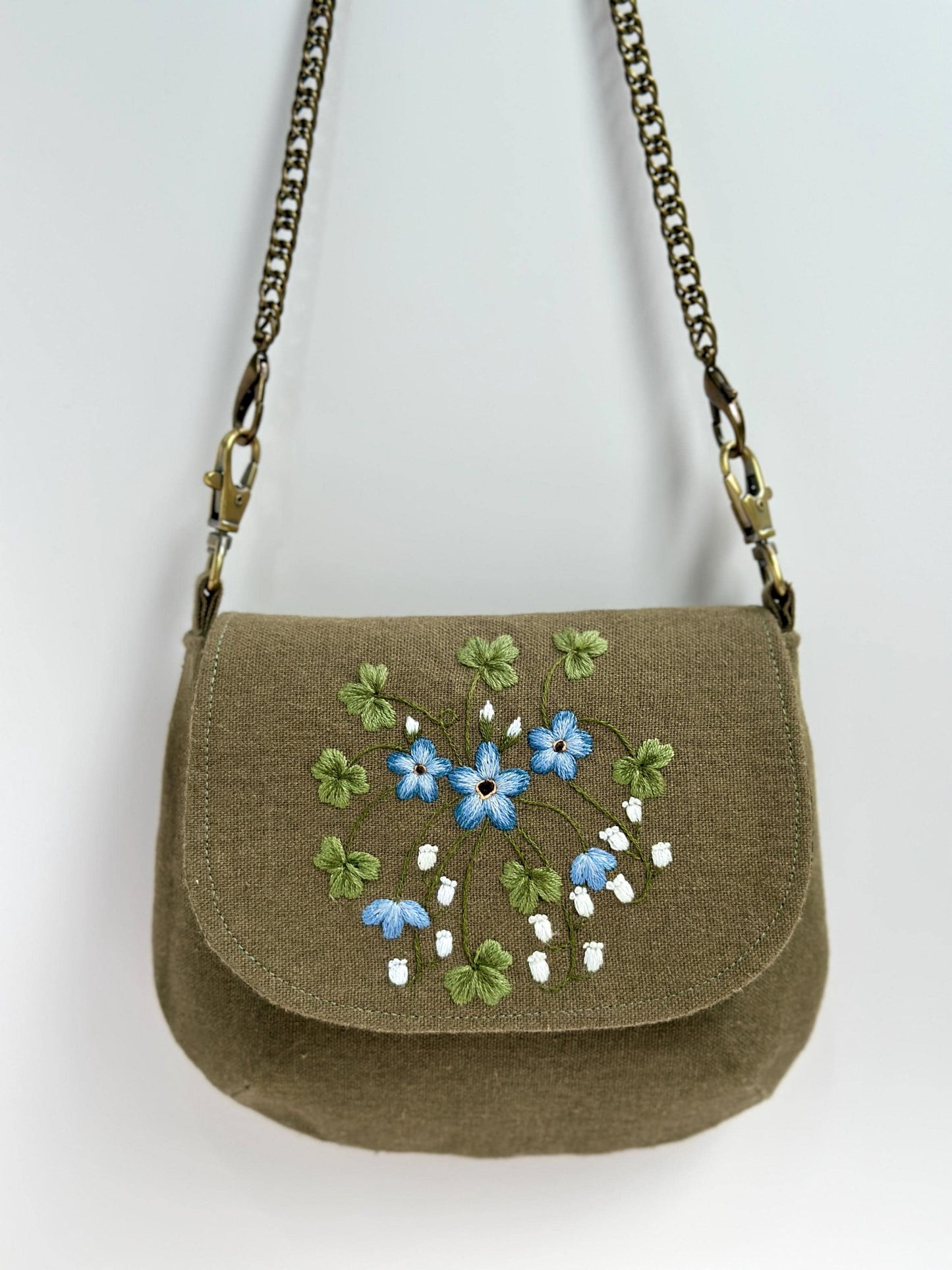Oval Flap Embroidered Bag