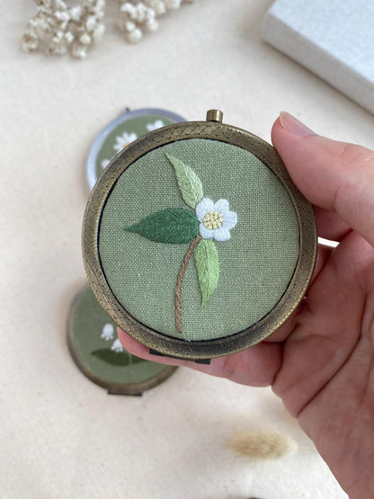 Personalized Embroidered Compact Mirror Gift For Bridesmaids