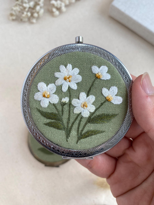Personalized Embroidered Compact Mirror Gift For Bridesmaids