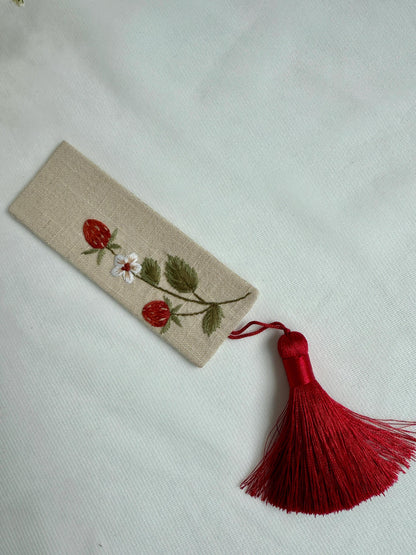 Strawberry Bunny Embroidered Notebook & Bookmark