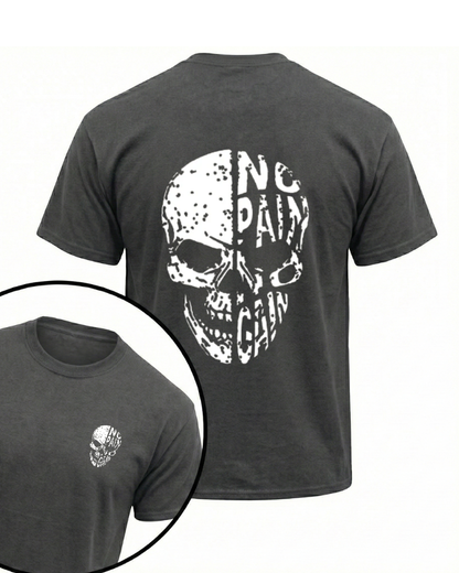 NO PAIN NO GAIN SKULL FACE GYM SHIRT