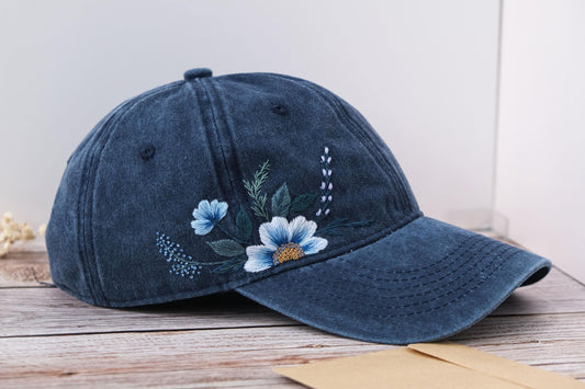 Vintage Style Embroidered Floral Baseball Cap
