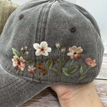 Vintage Style Embroidered Floral Baseball Cap