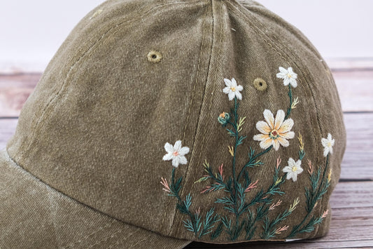 Wild Daisy Embroidered Baseball Cap